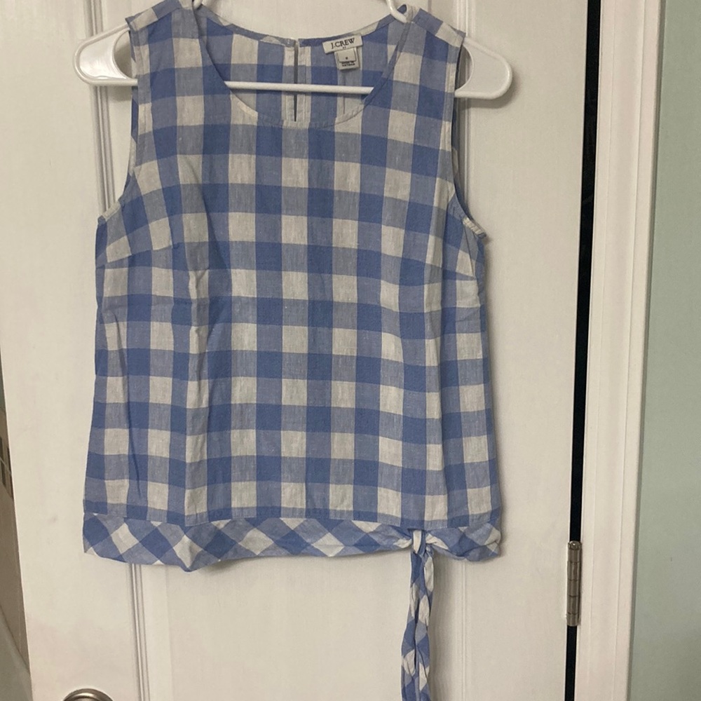 J. Crew blue and white plaid tank top, size 2